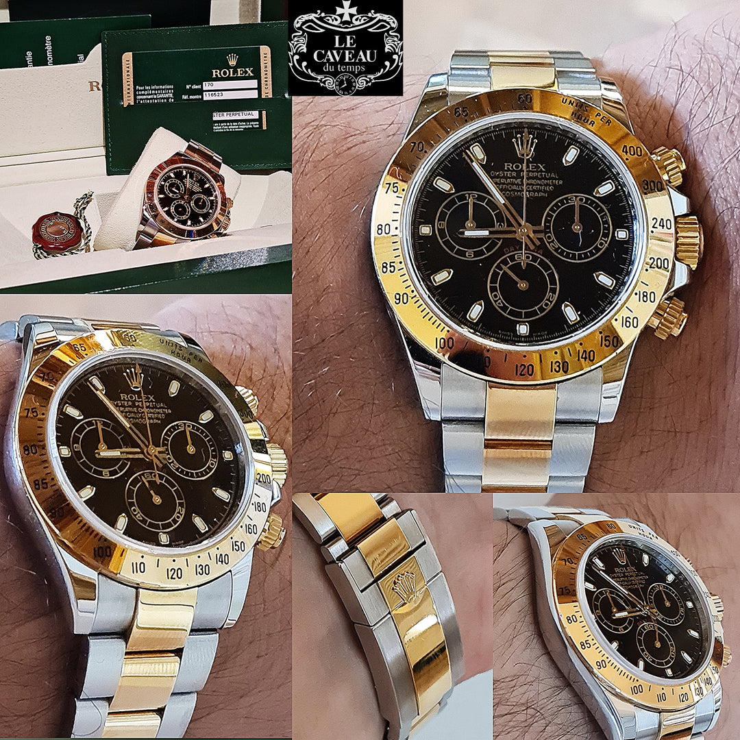 Daytona acciaio\oro quadrante nero completo di scatola e garanzia Originale