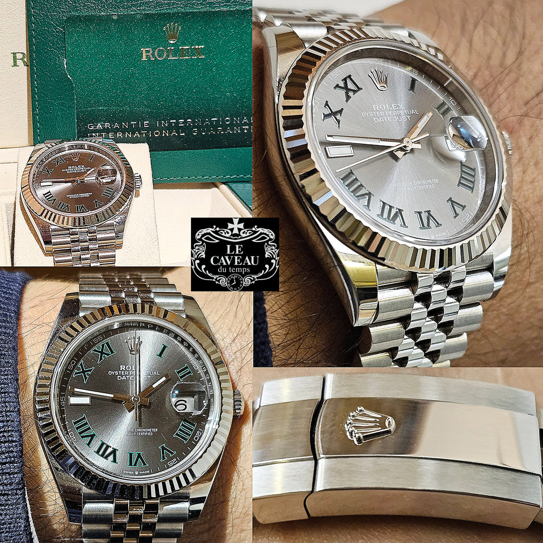 DATEJUST II 41MM ACCIAIO GHIERA ORO BIANCO QUADRANTE WIMBLEDON NUOVO 2025 - COMPLETO DI SCATOLA E GARANZIA ORIGINALE