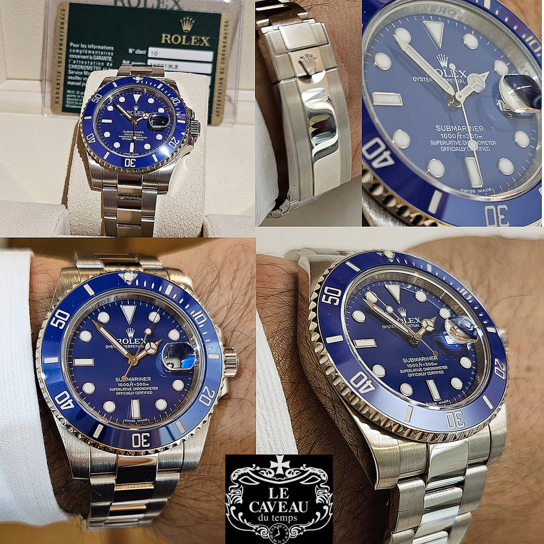 SUBMARINER ORO BIANCO LUNETTA E QUADRANTE BLU (PUFFO) - SCATOLA E GARANZIA ORIGINALE