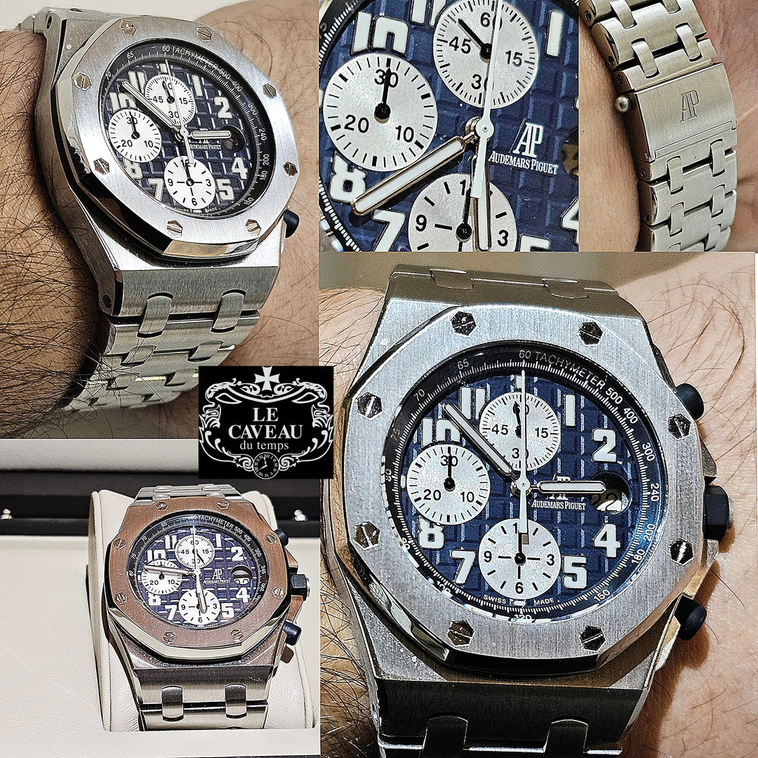 Oak Offshore Chronograph acciaio quadrante blu - completo di scatola e garanzia originale AP