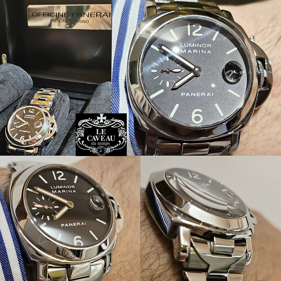 Panerai Luminor Marina 40mm nero acciaio braccialato scatola e garanzia originali