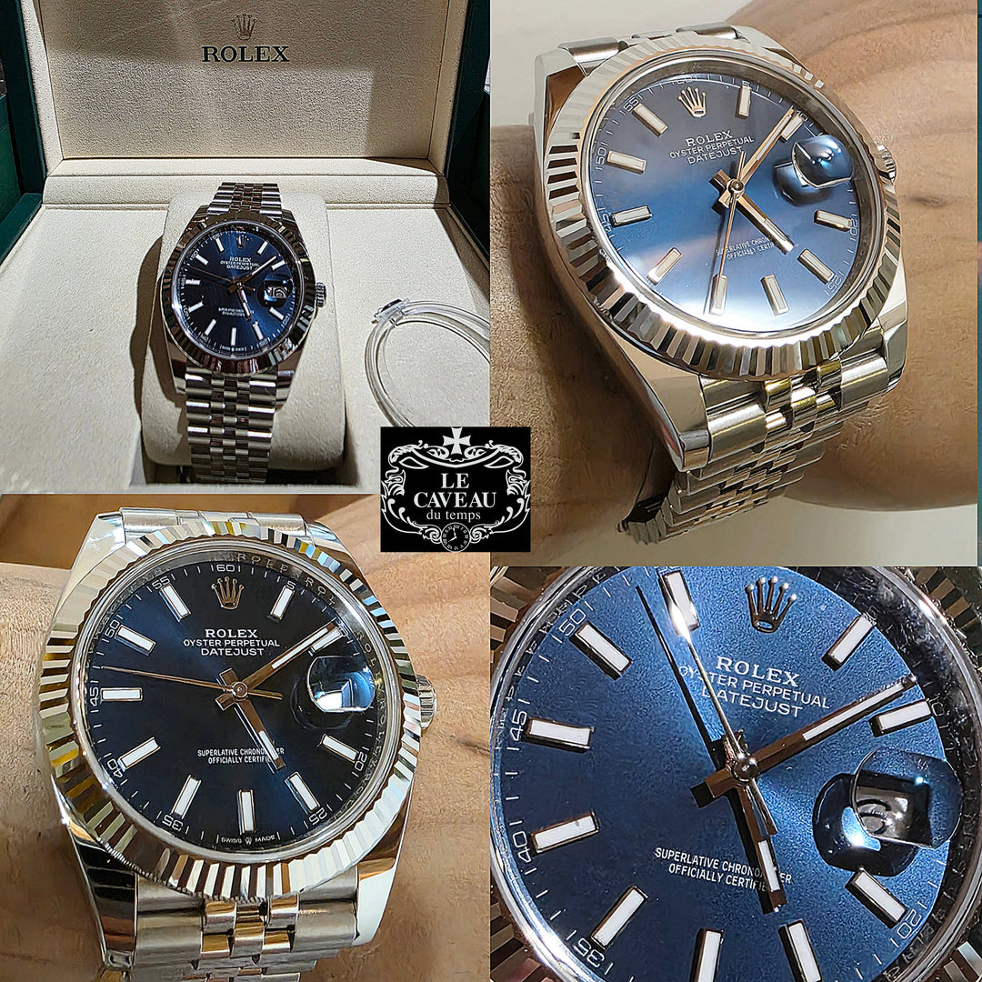 Datejust 41mm acciaio ghiera oro bianco quadrante blu - scatola e garanzia originali