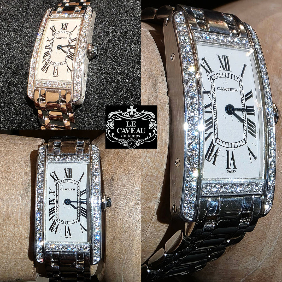 Tank Ameriçaine MM oro bianco braccialato con brillanti after-market - scatola originale e garanzia LeCaveau