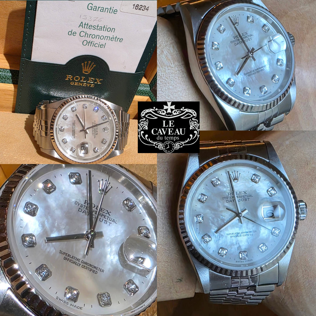 Datejust 36 mm ghiera oro bianco quadrante madreperla con brillanti originale - scatola e garanzia Originale