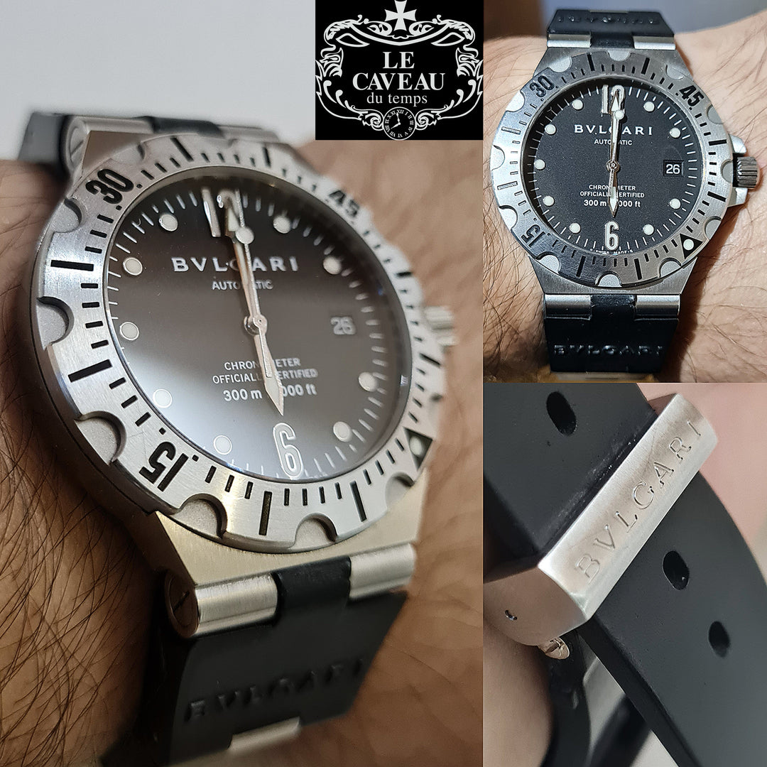 Bulgari Diagono Acciaio Caucciù - Scatola e garanzia LeCaveau