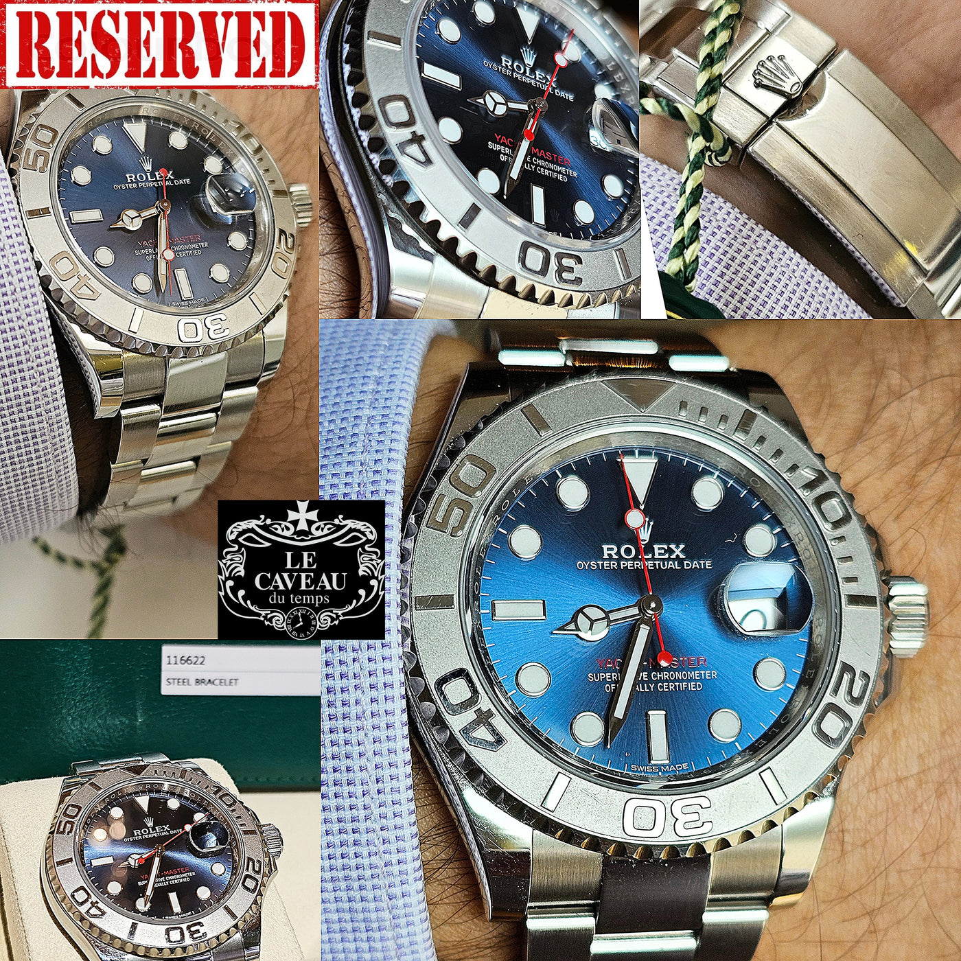YACHT MASTER 2019 ACCIAIO\PLATINO CON QUADRANTE BLU - completo di scatola e garanzia originale
