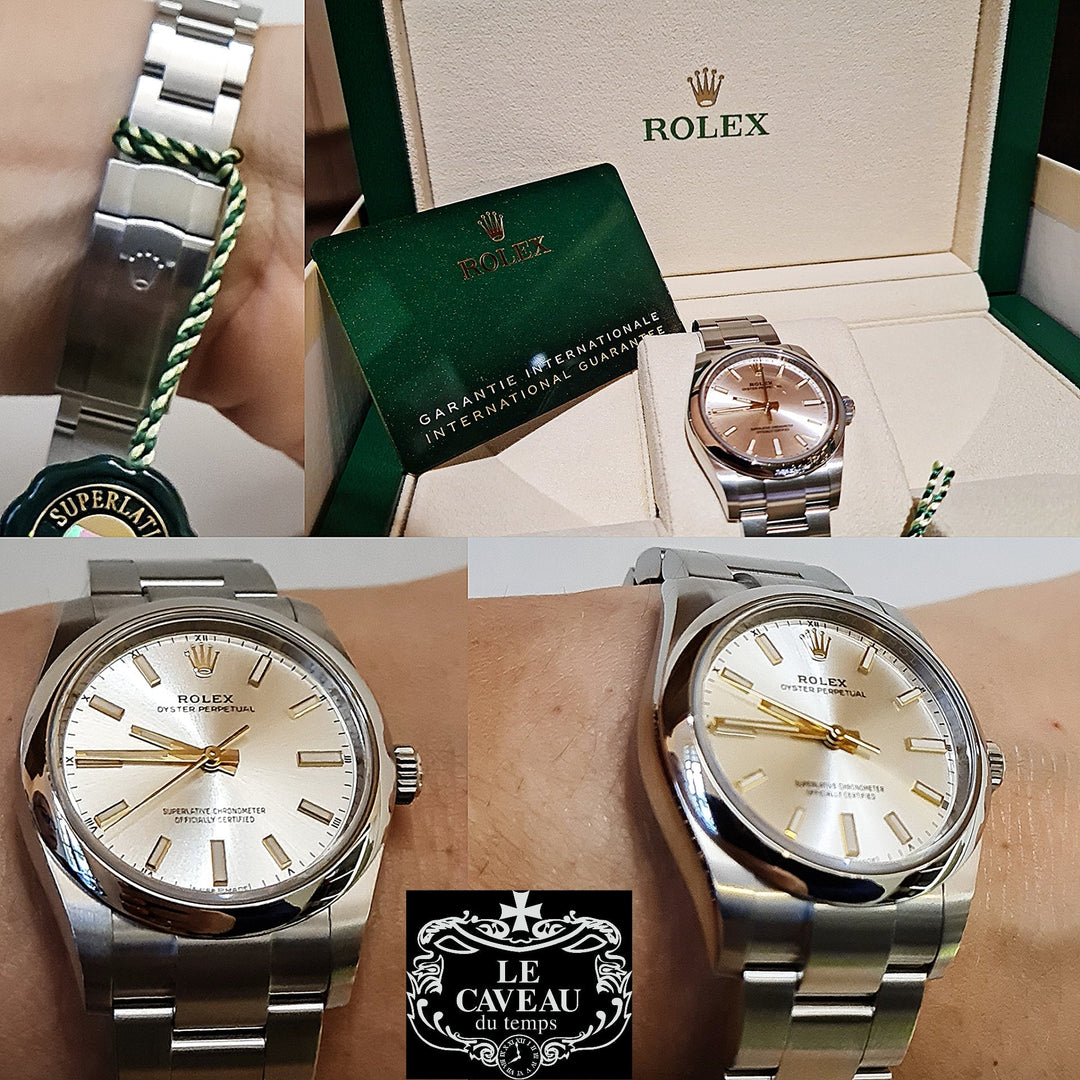 Oyster perpetual 34mm quadrante argentè  - scatola e garanzia originale