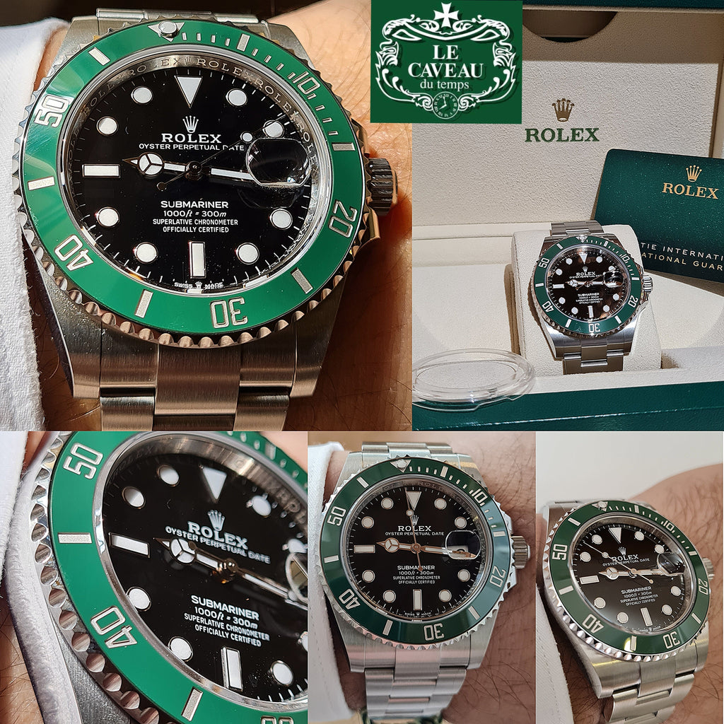 Submariner 41mm Ghiera verde 2024 nuovo semipellicolato scatola e Le Caveau du temps
