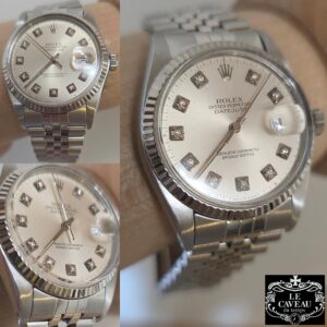 Datejust 36 mm ghiera oro bianco quadrante Silver vetro plastica - scatola e garanzia LeCaveau