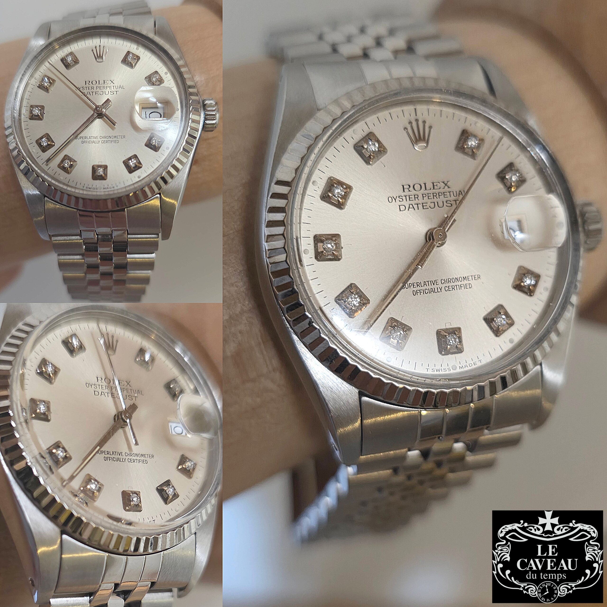 Datejust 36 mm ghiera oro bianco quadrante Silver vetro plastica - scatola e garanzia LeCaveau