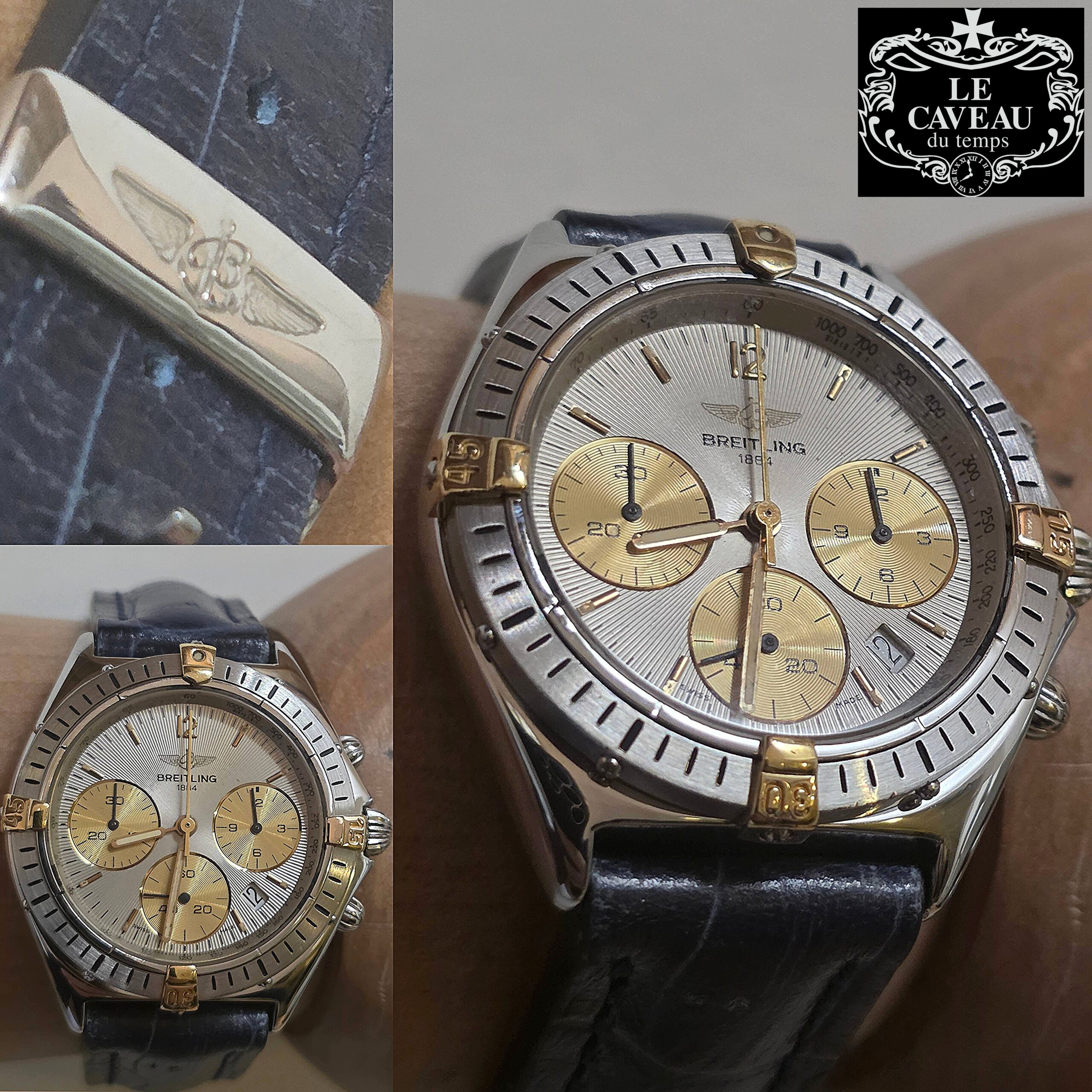 Callisto acciaio con cavalieri in oro quadrante silver con contatori oro cinturino pelle - scatola e garanzia LeCaveau